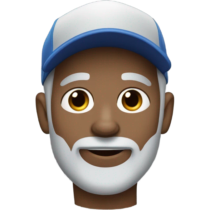 man with blue eyes gray hair gray goatee in ball cap holding black longhair chihuahua  emoji