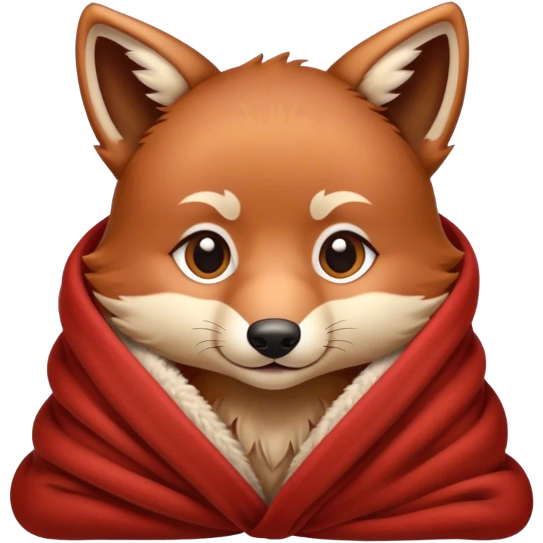 Baby red wolf cozy in a blanket  emoji