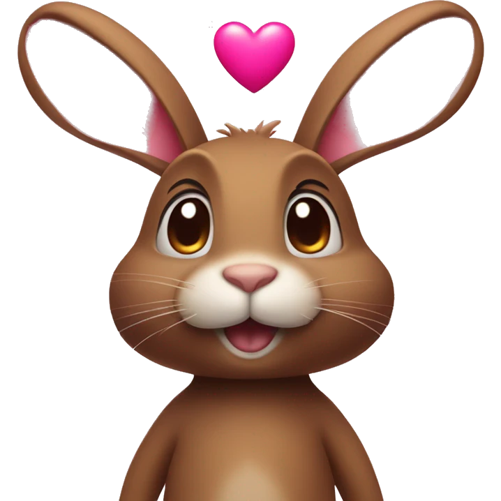 brown rabbit standing on back legs with pink heart on his chest emoji