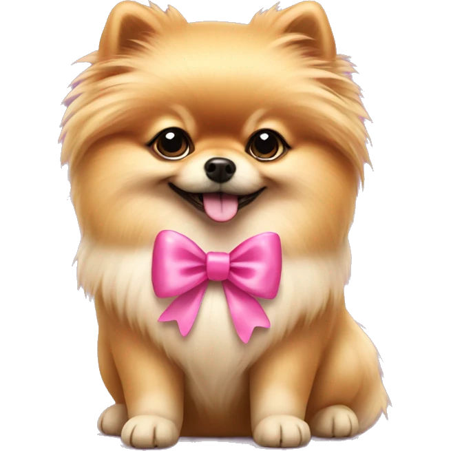 Pomeranian dog with pink bow emoji