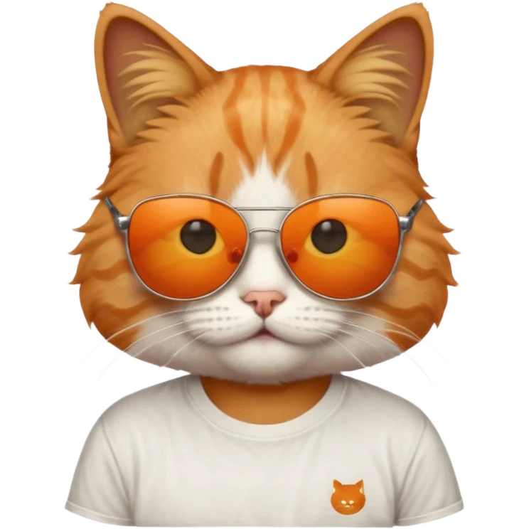 Cat with sunglasses with a shirt that reads suban emoji