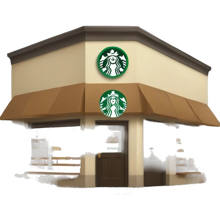 One coffee shop building with one starbucks logo no fonts emoji