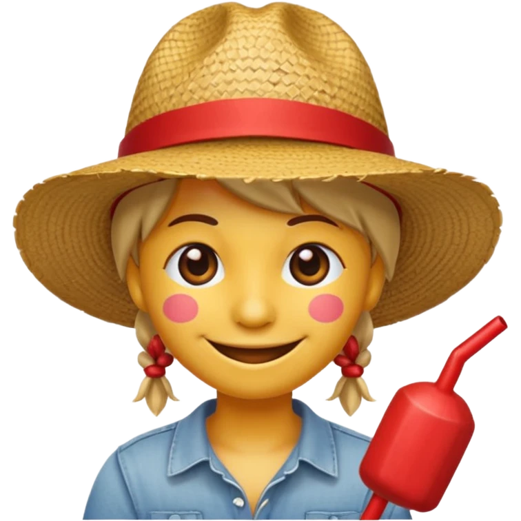 Fait moi cette emoji 🏴‍☠️ et rajoute sur la tête un chapeau de paille avec un fil rouge  emoji