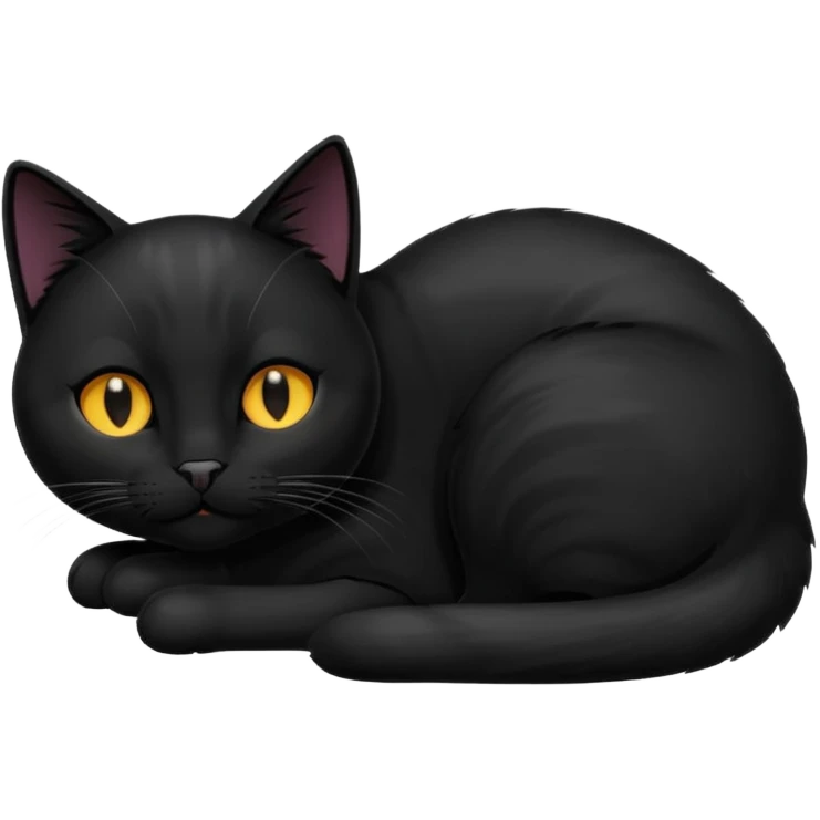 Black cat laying down purring emoji