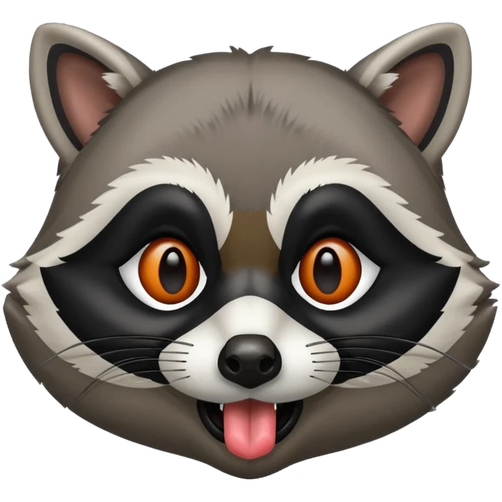 a raccoon with its tongue out with not red eyes  emoji