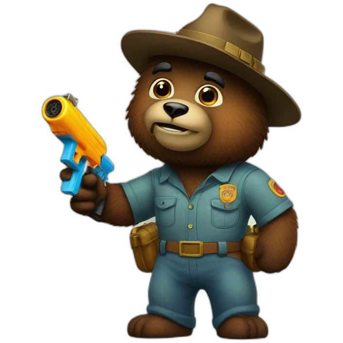 smokey bear with water gun emoji
