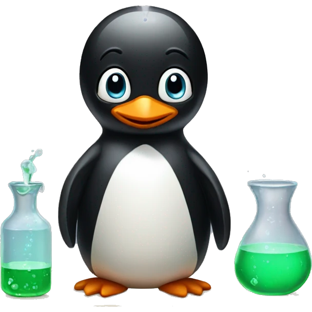 Penguin mixing potion emoji