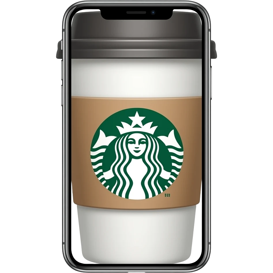 celular con fondo de pantalla el icono de starbucks dentro de una taza de cafe emoji