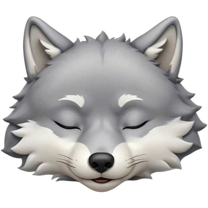 Meme-Worthy Cute Sleeping Wolf Portrait Emoji, Head resting peacefully with a contented smile, showcasing a robust build and a luxuriously soft grey and white Fur, eyes shut in a serene, restful nap, Simplified yet hilariously adorable features, highly detailed, glowing with a soft, drowsy light, high shine, relaxed and utterly lovable, stylized with an air of playful laziness, bright and heartwarming, soft glowing outline, capturing the essence of a comically sleepy wolf, so meme-worthy it feels like it could instantly become the next viral sensation of adorable slumber! emoji