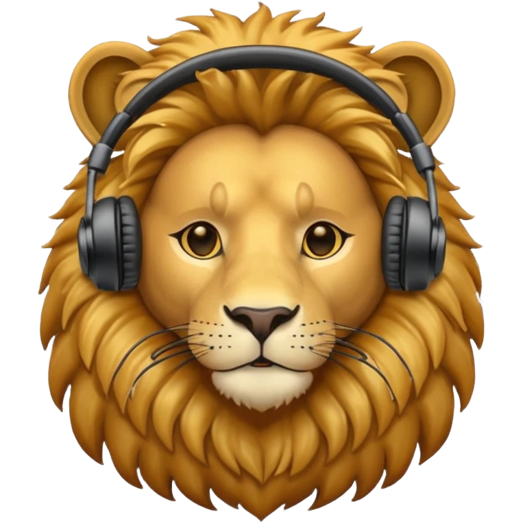 Lion with headphones emoji