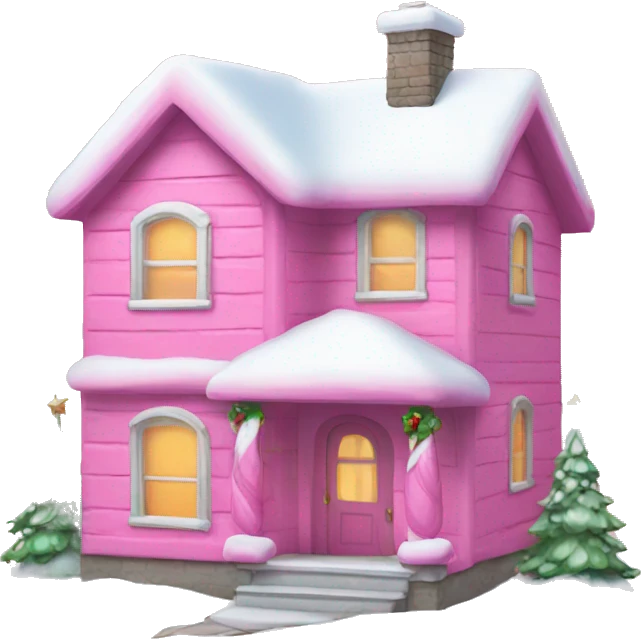 pink christmas house emoji