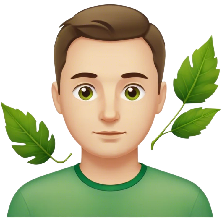 polish man in green shirt leaf emoji