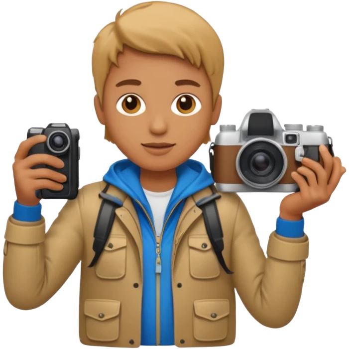 a tourist in europe holding a camera not wearing khaki emoji