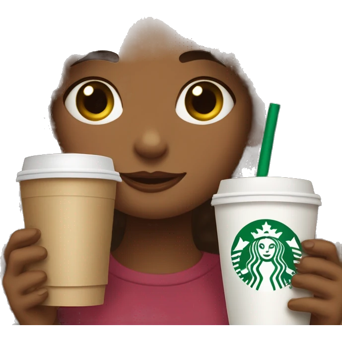 ￼ curly hair girl drinking Starbucks emoji