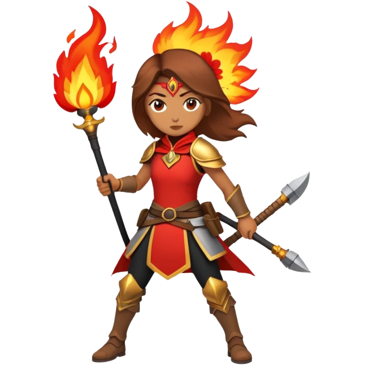 Young female warrior with fire powers inspired by The Poppy War emoji