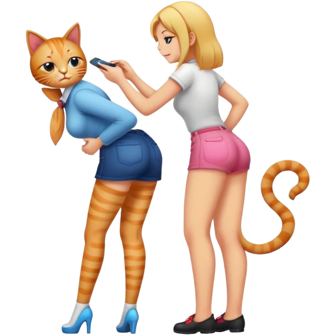 cat spanks girl on ass emoji