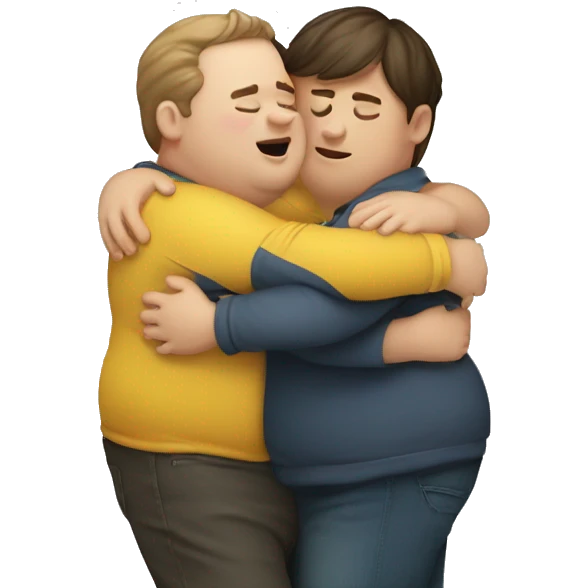 Fat boy hug slim girl emoji