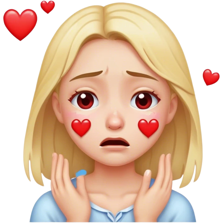 Girl crying with hearts emoji