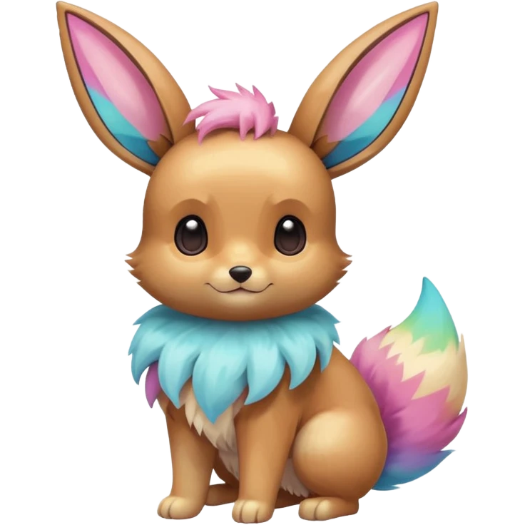 Kawaii Shiny Colorful Pastel Eevee Full Body emoji