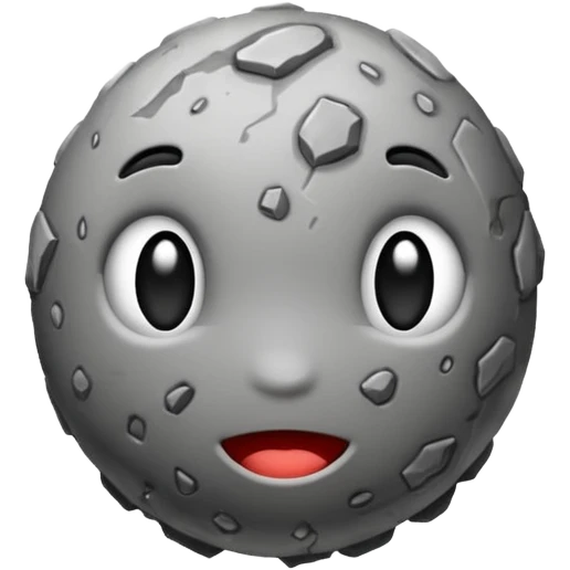 planet emoji, round, rocky gray, covered in pitted marks and rough patches emoji