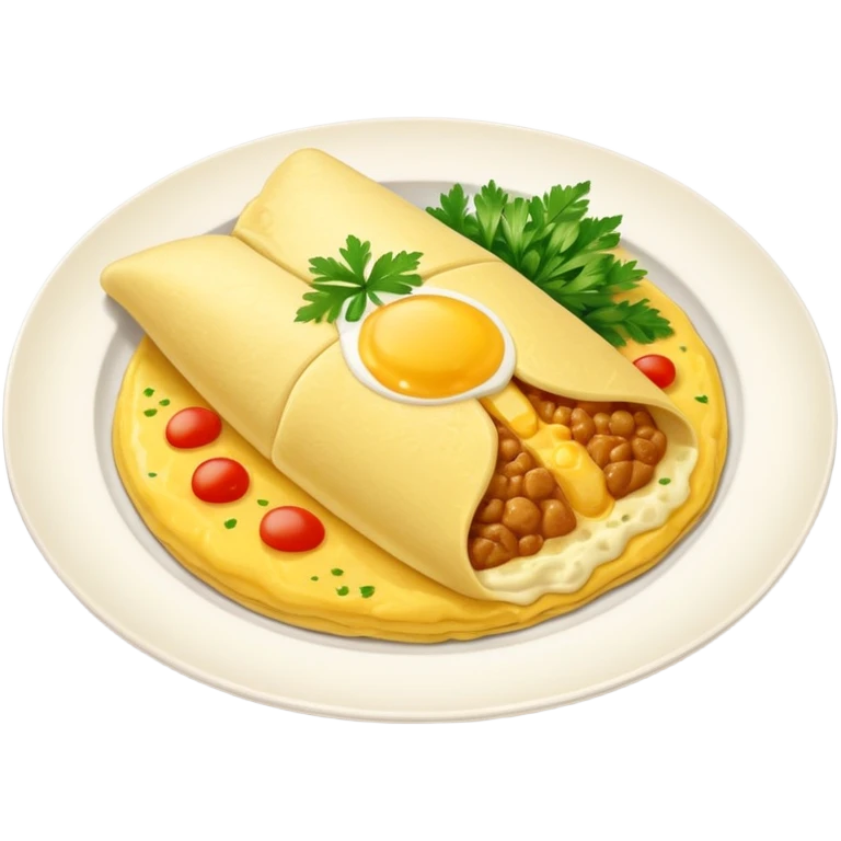 Tasty omurice dish on a big plate  emoji