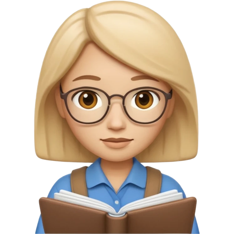 Apple Memoji-style 3D emoji of a calm counselor character with a notebook, soft shading, rounded shapes, warm colors, no background.
 emoji