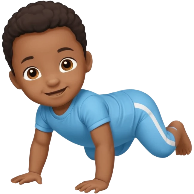 black baby crawling on the floor with baby sport clothes emoji