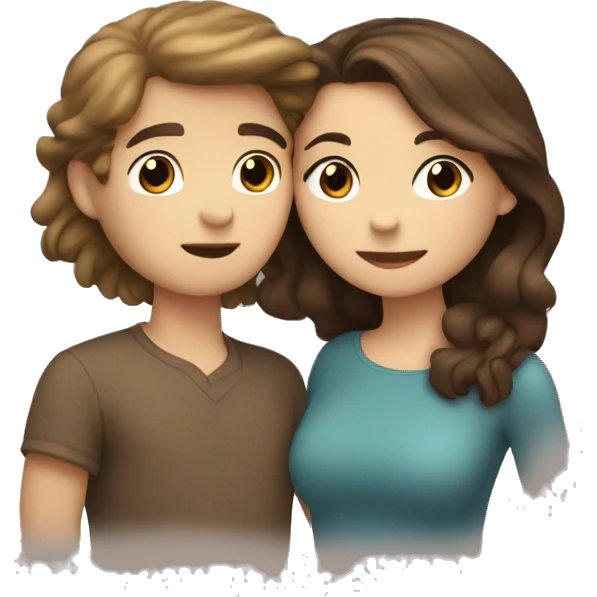 The brunette-haired boy and the girl with brown hair and blonde hair underneath are kissing emoji