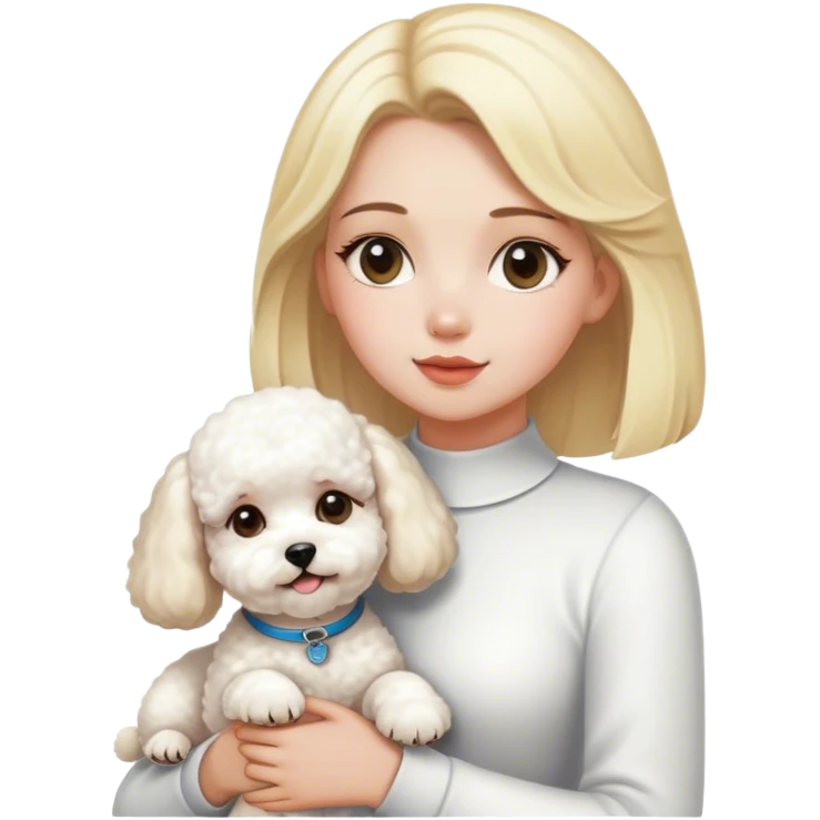 Blonde girl with bichon emoji