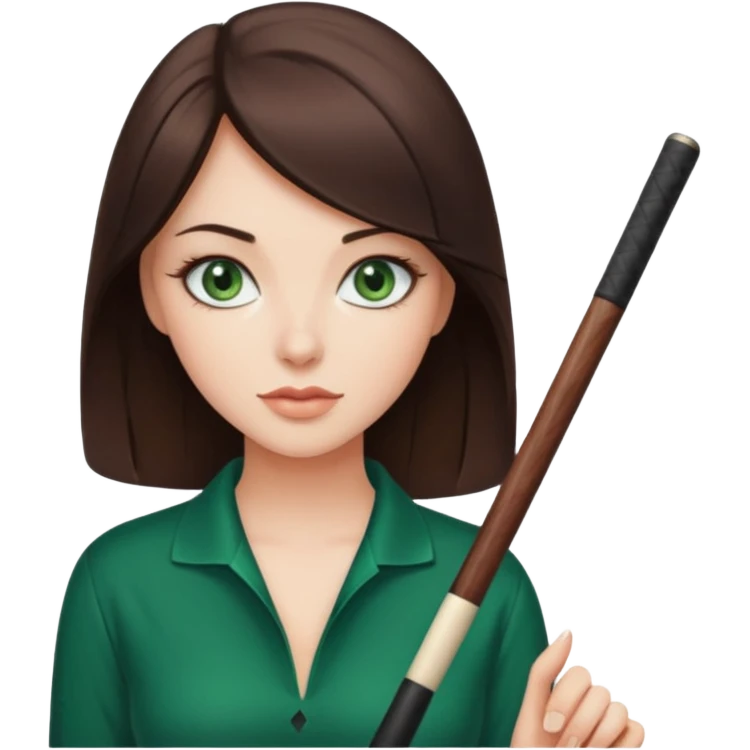 Beautiful brunette with pool cue emoji