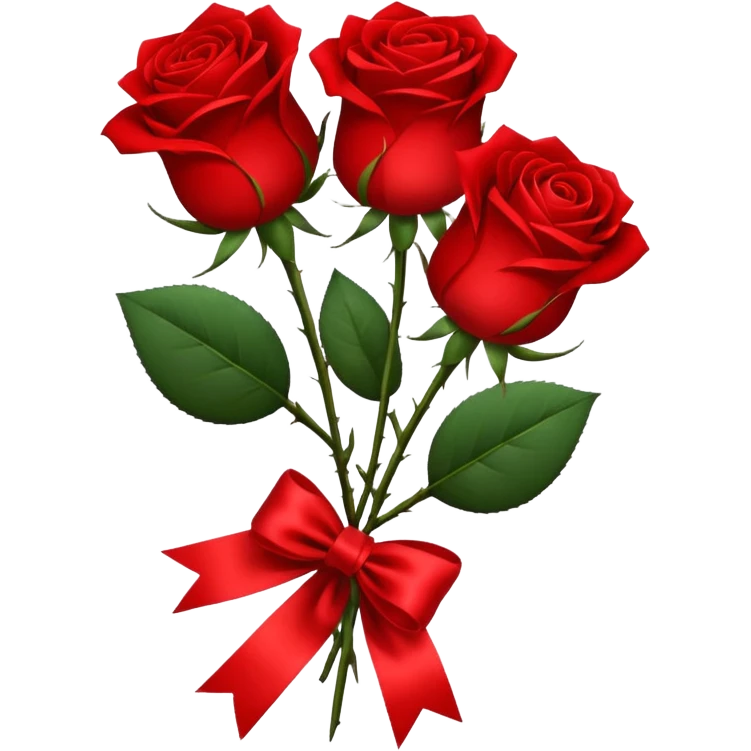3 red roses tied with a red ribbon emoji