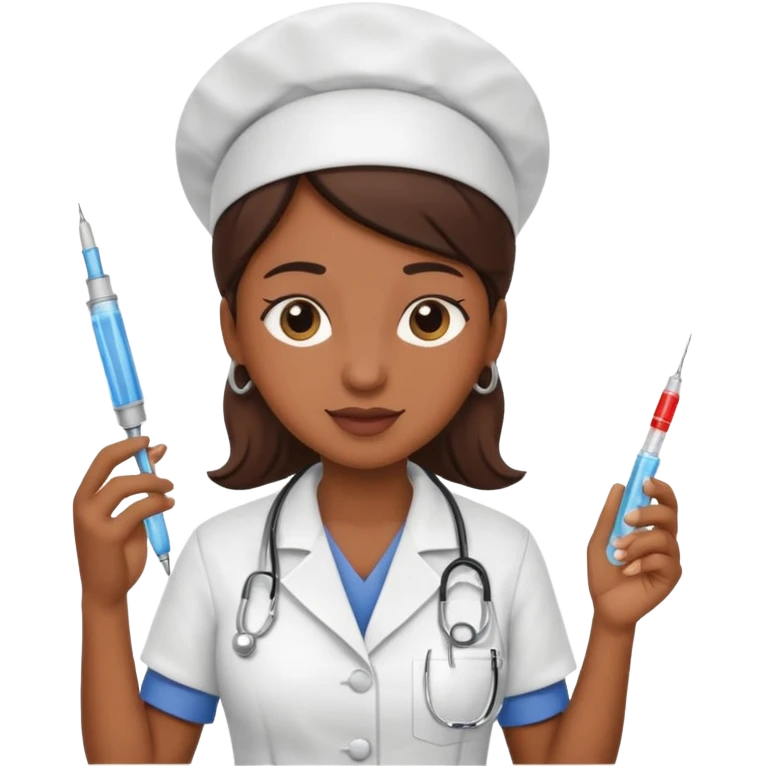 brown skin nurse holding vaccination needle emoji