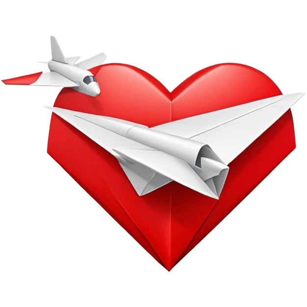 Classic Heart with a paper airplane emoji