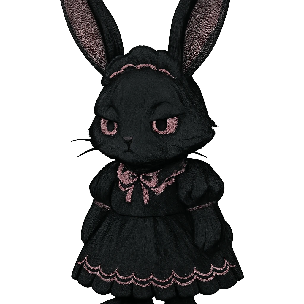 gothic bunny, black and pink colors, no background emoji