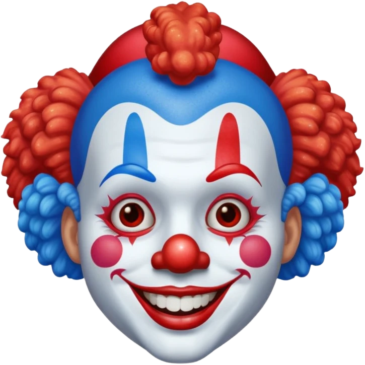 glitter red and blue clown emoji