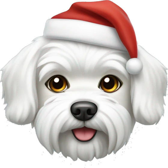  white maltese dog and Santa Claus  emoji