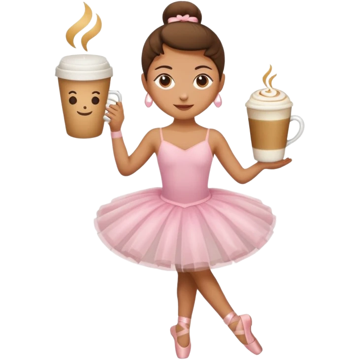 person standing in a ballet pose holding a latte, emoji style emoji
