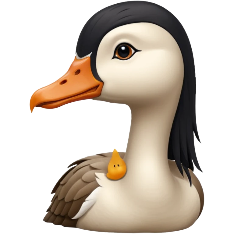 goose with long black hair and bangs emoji