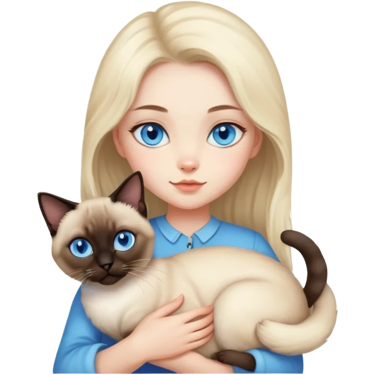 Girl holding a Siamese Cats emoji