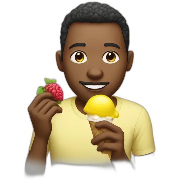 man with a lemon face eating raspberry gelato emoji