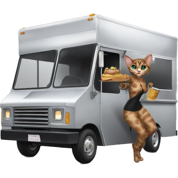 Realistic Cat Woman’s food truck  emoji