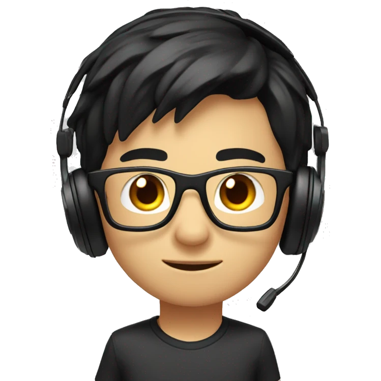 GAMING Boy With black hair, Headset And Glasses emoji