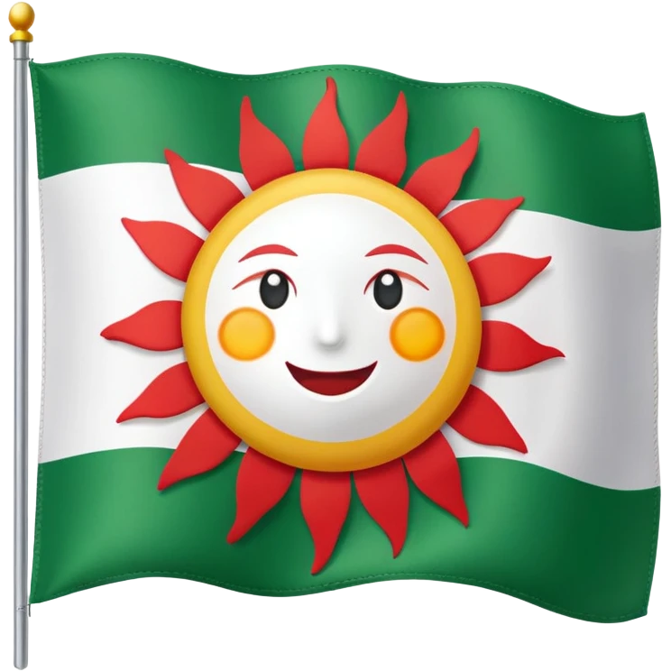 A flag with RED WHITE and GREEN colours, a sun in the middle  emoji