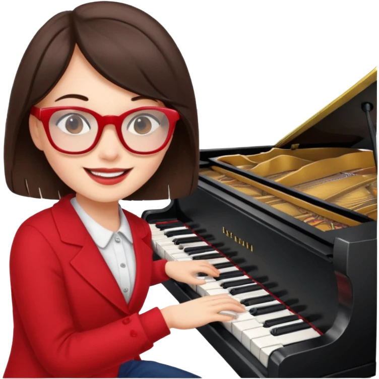 Brunette in red  glassespianista emoji