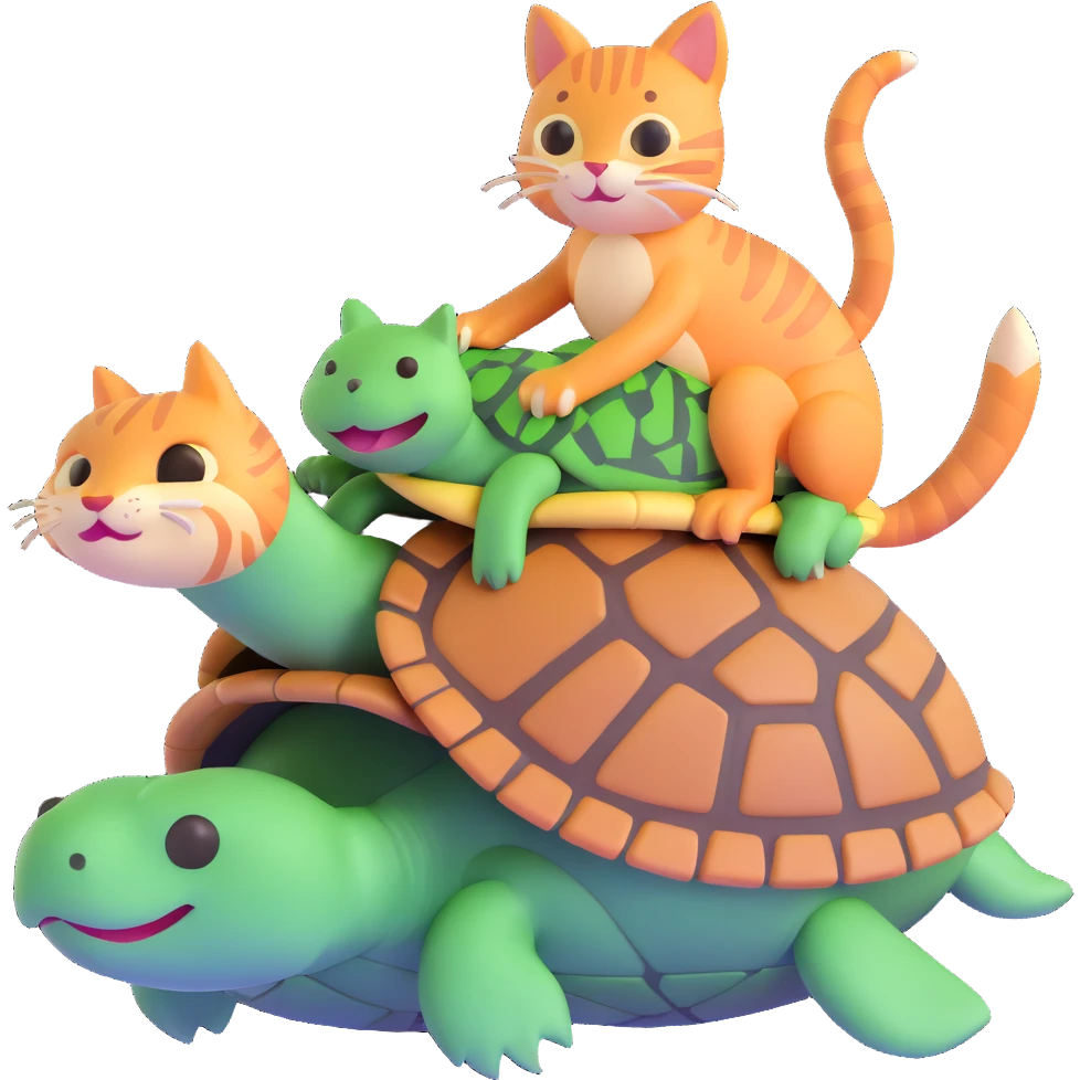 cat riding a turtle emoji