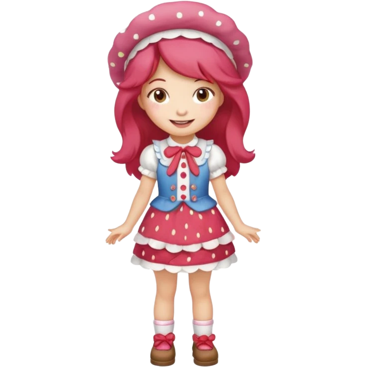 pretty and cute realistic modern day strawberry shortcake full body emoji