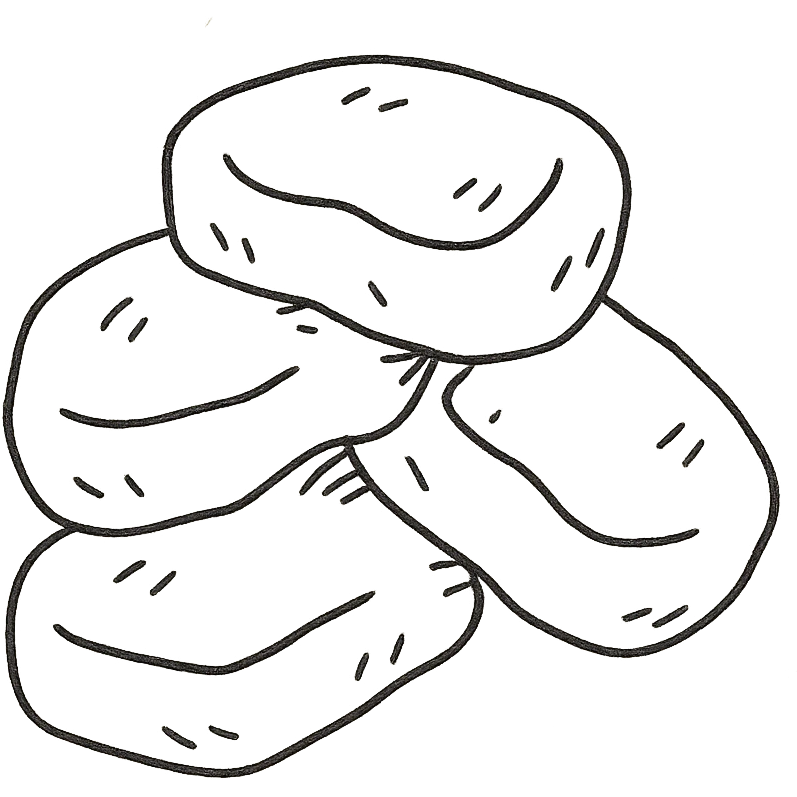 chicken nuggets, sketchy lines hand drawn style emoji