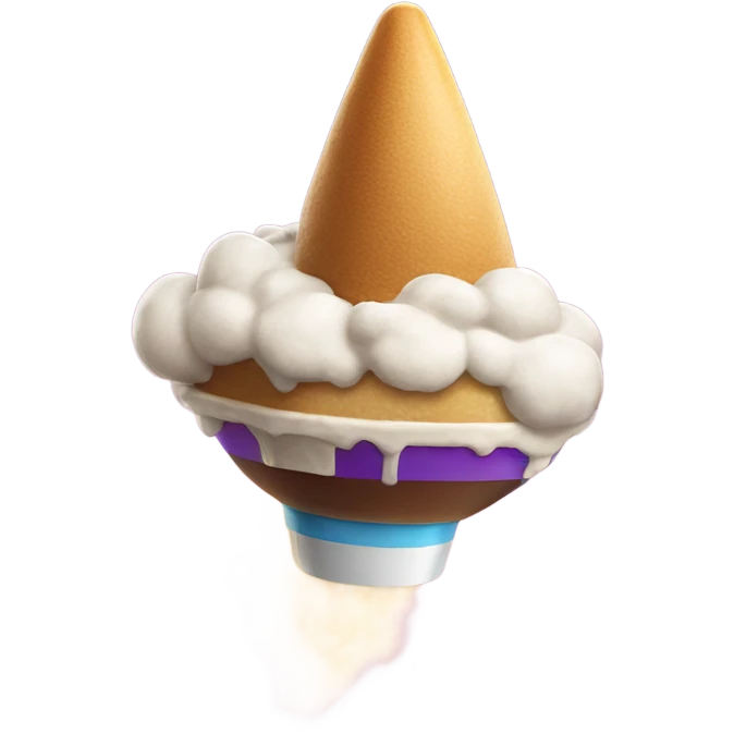 Icecream on a rocket ship emoji