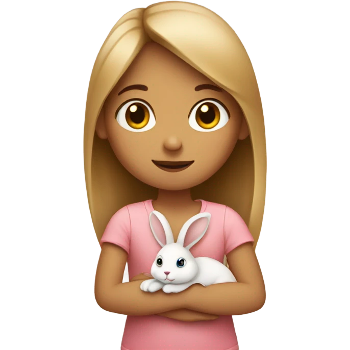 Girl with rabbit  indoors emoji