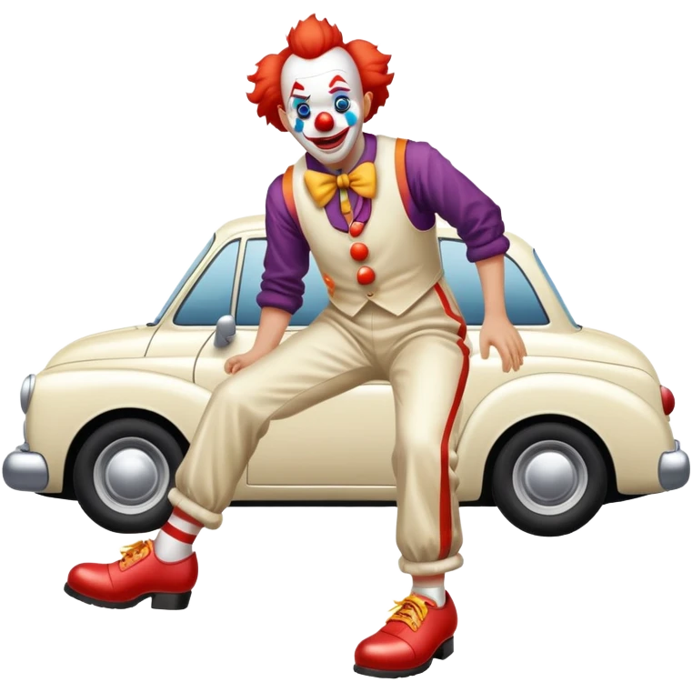 guy wearing clown shoes being hit by a car emoji
